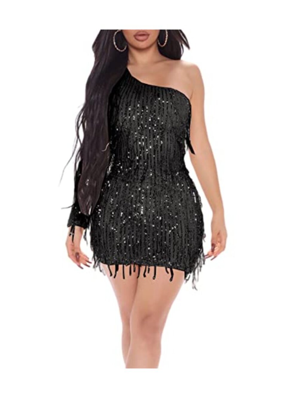 Womens Flapper Dress 20s Gatsby Sequin Fringe Bodycon Mini